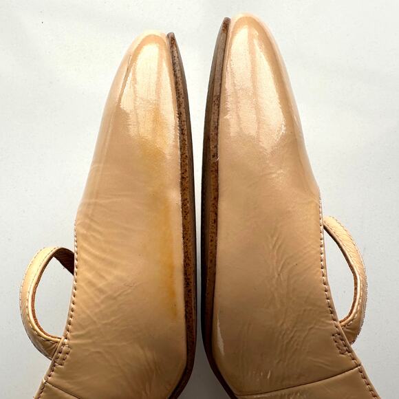 What For Slingback Mary Jane Round Toe Pale Pink Patent Leather Block Heels 8 - Picture 10 of 10